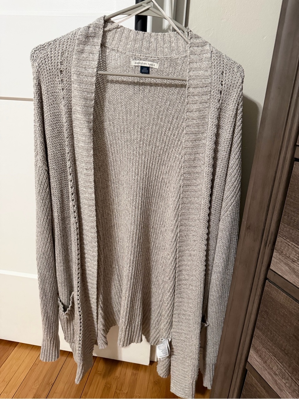 American Eagle Outfitters Open-Front Cardigan - Light Gray